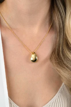 Online Zinzi gold plated zilveren jasseron ketting 45cm met luxe grote druppelvormige hanger (24mm) ZIC2637G