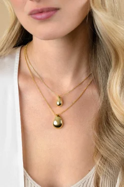 Online Zinzi gold plated zilveren jasseron ketting 45cm met luxe grote druppelvormige hanger (24mm) ZIC2637G
