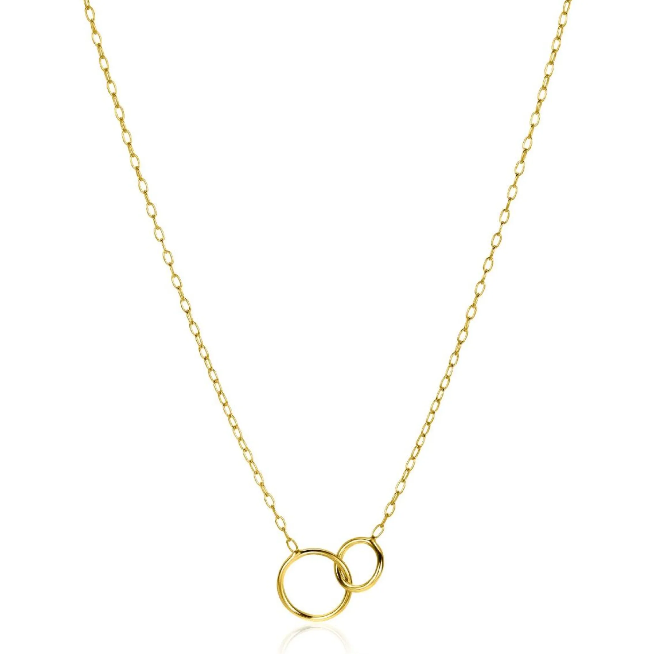 Online Zinzi gold plated zilveren paperclip schakel ketting met ronde vormen 42-45cm ZIC2275G