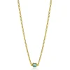 Best Zinzi gold plated zilveren gourmet ketting met vierkante zetting bezet met indigo blauwe kleursteen 40-45cm ZIC2417G