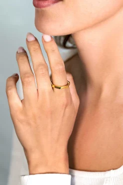 New Zinzi gold plated zilveren aanschuifring zeshoek gladde buis 3mm ZIR2323G
