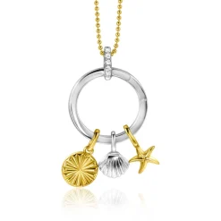 Hot Zinzi gold plated zilveren hanger zonnestralen rond 10mm ZIH2296S (zonder collier)