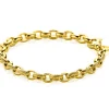 Outlet Zinzi gold plated zilveren brede schakelarmband (6mm breed) met luxe jasseron schakels in glad en bewerkt 20cm ZIA2638