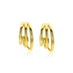 New Zinzi gold plated zilveren multi-look oorstekers drie banen glad 16mm ZIO2294
