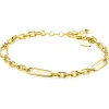 Outlet Zinzi gold plated zilveren schakelarmband met drie lange ovale schakels 5,5mm breed 18-21cm ZIA2711G