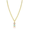 Online Zinzi gold plated zilveren schakel ketting 43-45cm met luxe hanger (30mm) van drie vierkante zettingen bezet met roze en turquoise kleurstenen ZIC2454