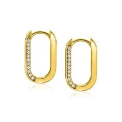 New Zinzi gold plated zilveren luxe oorringen ovale vorm 20mm zijkant witte zirconia's ZIO2319Y