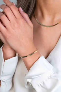 Outlet Zinzi gold plated zilveren platte slangen-armband 3,5mm breed ZIA2292G
