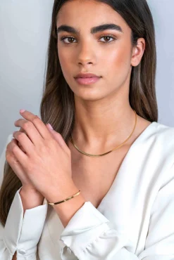 Outlet Zinzi gold plated zilveren platte slangen-armband 3,5mm breed ZIA2292G