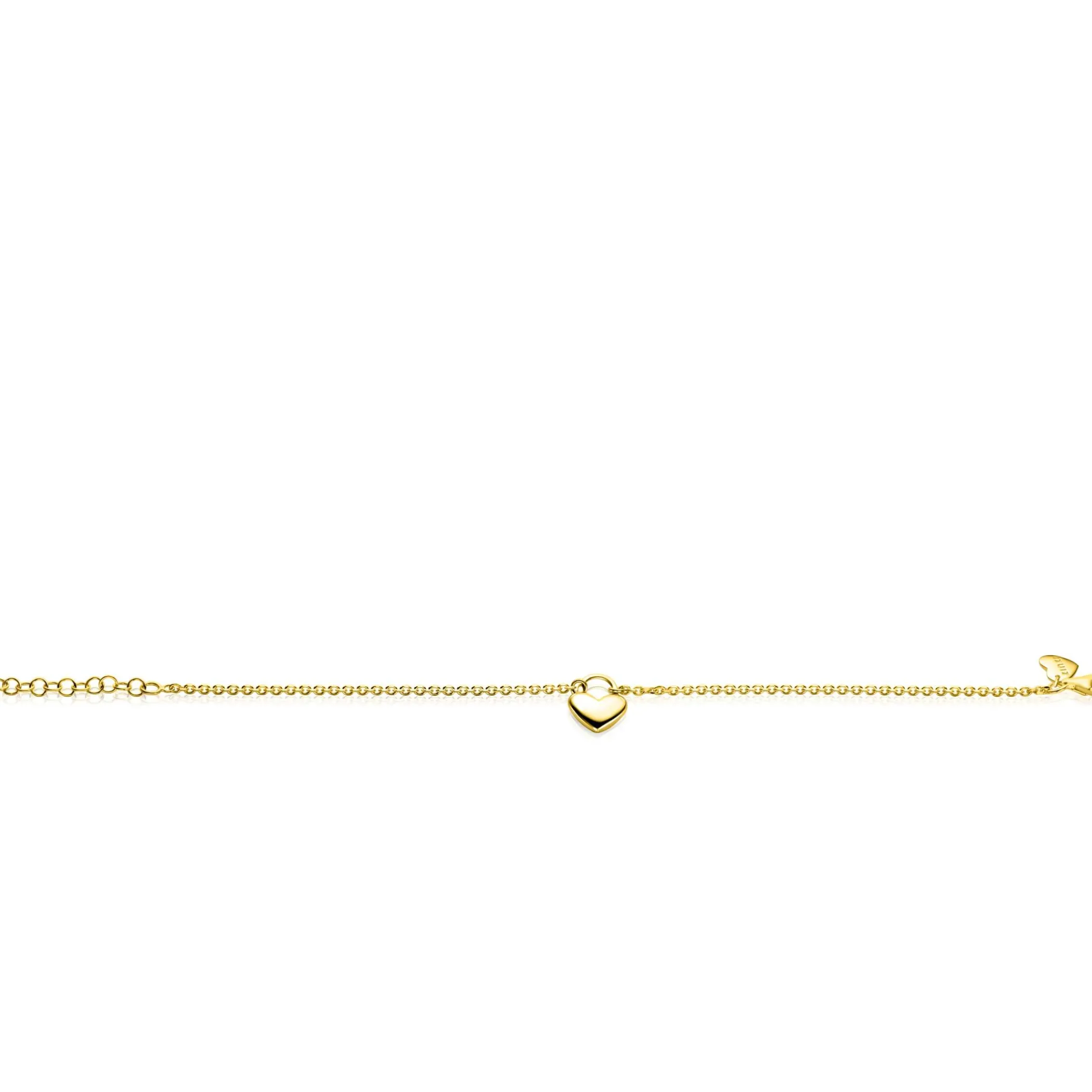 Outlet Zinzi gold plated zilveren schakelarmband met hartvormige slot hanger 17-20cm ZIA2673G