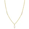 Outlet Zinzi gold plated zilveren schakelketting met drie ovale witte zoetwaterparels 40-45cm ZIC2588
