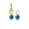 New Zinzi gold plated zilveren oorbedels parels blauw 6mm ZICH1749BG (zonder oorringen)