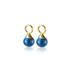 New Zinzi gold plated zilveren oorbedels parels blauw 6mm ZICH1749BG (zonder oorringen)