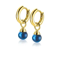 New Zinzi gold plated zilveren oorbedels parels blauw 6mm ZICH1749BG (zonder oorringen)