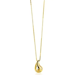 Clearance Zinzi gold plated zilveren venetiaanse ketting 45-48cm met druppelvormige hanger 20mm, bezet met witte zirkonia's ZIC2708Y