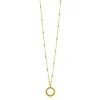 New Zinzi gold plated zilveren ketting met kleine bolletjes en ronde hanger (12mm) met bolstructuur 42-45cm ZIC2704G