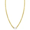 Hot Zinzi gold plated zilveren jasseron ketting 42cm met ovale sluitring ZIC2377G