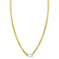 Hot Zinzi gold plated zilveren jasseron ketting 42cm met ovale sluitring ZIC2377G