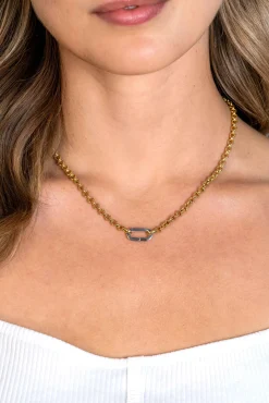 Hot Zinzi gold plated zilveren jasseron ketting 42cm met ovale sluitring ZIC2377G