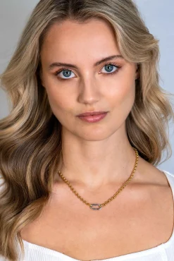 Hot Zinzi gold plated zilveren jasseron ketting 42cm met ovale sluitring ZIC2377G