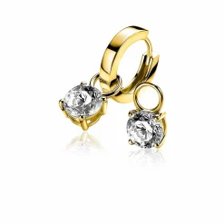 Sale Zinzi gold plated zilveren oorbedels rond 6,5mm wit ZICH1300Y (zonder oorringen)