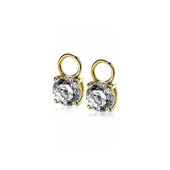 Sale Zinzi gold plated zilveren oorbedels rond 6,5mm wit ZICH1300Y (zonder oorringen)