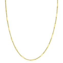 Clearance Zinzi gold plated zilveren gourmet ketting 45cm met staafjes 1,6mm breed ZIC2366G