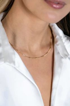 Clearance Zinzi gold plated zilveren gourmet ketting 45cm met staafjes 1,6mm breed ZIC2366G