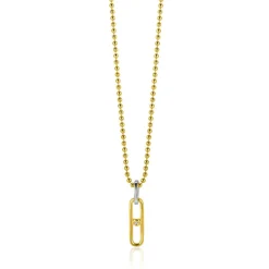 Sale Zinzi gold plated zilveren ovale hanger 20mm met witte zirconia ZIH2300 (zonder collier)