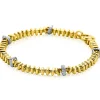 Sale Zinzi gold plated zilveren vierkante schakel armband 6mm breed afwisselend bezet met witte zirkonia's 19cm ZIA2678Y