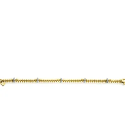 Sale Zinzi gold plated zilveren vierkante schakel armband 6mm breed afwisselend bezet met witte zirkonia's 19cm ZIA2678Y