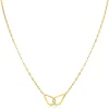 Zinzi gold plated zilveren ketting met paperclip-schakels, waarbij in het midden twee druppelvormen mooi met elkaar verbonden zijn 42-45cm ZIC2634