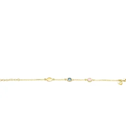 New Zinzi gold plated zilveren armband met rondjes, bezet met blauwe en roze kleurstenen ZIA2715G
