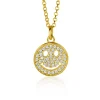 Zinzi gold plated zilveren hanger smiley rond 15mm met witte zirconia's ZIH2313Y (zonder collier)