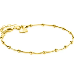 Sale Zinzi gold plated zilveren slangen-armband met vierkant geslepen schakels en 15 verfijnde glanzende bolletjes 17-20cm ZIA2471G