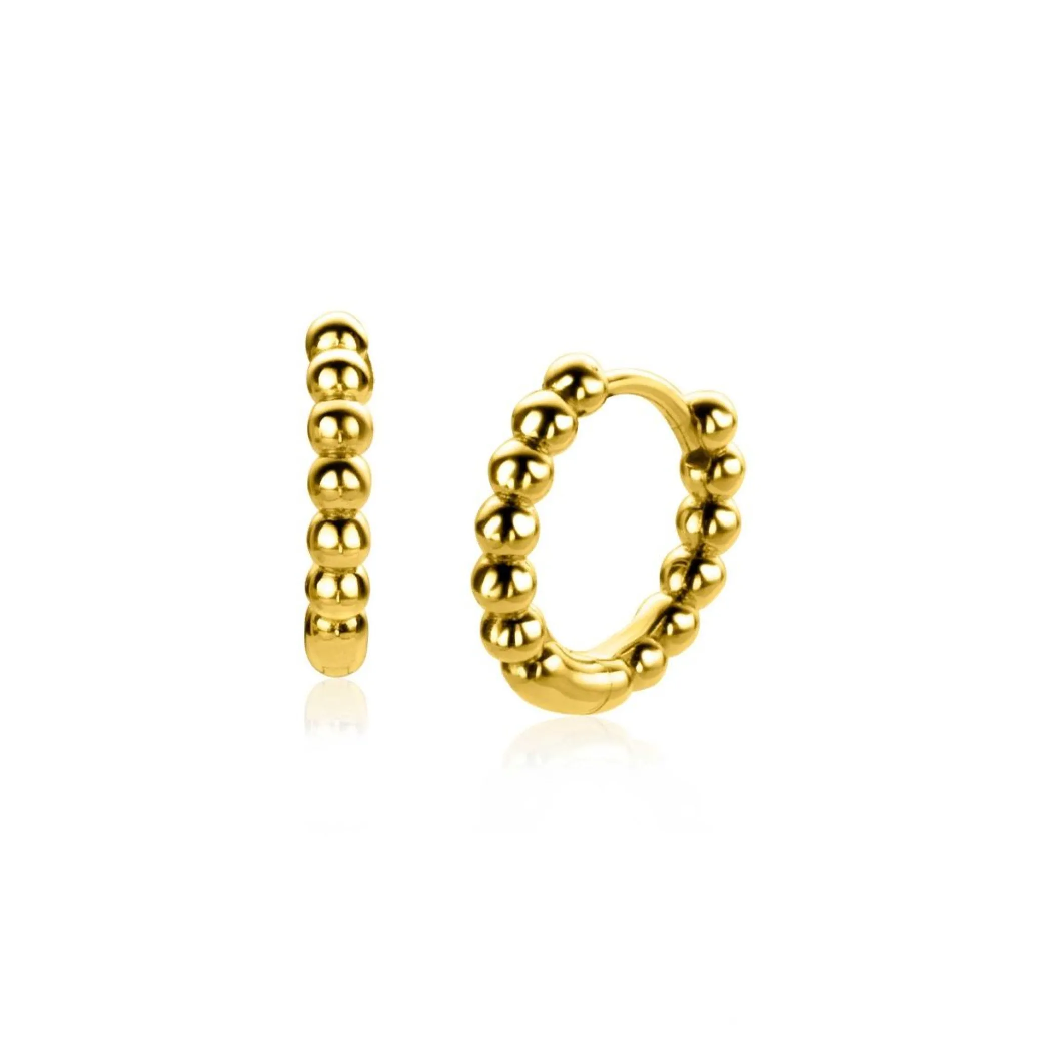 Hot Zinzi gold plated zilveren oorringen bolletjes motief 13,5x2,5mm ZIO923G
