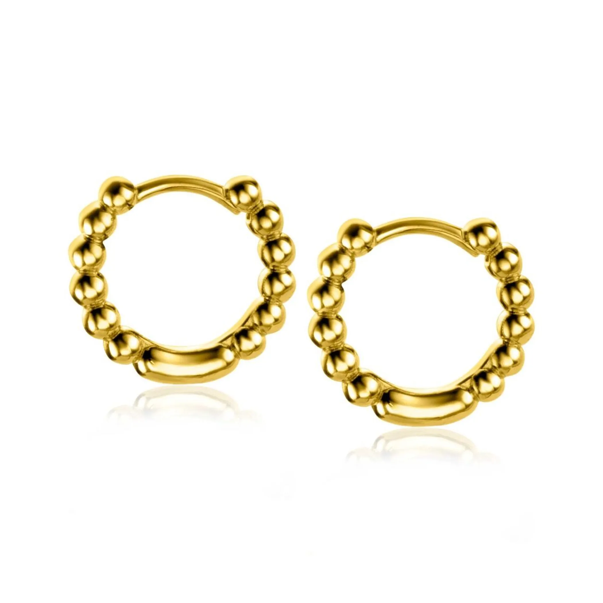 Hot Zinzi gold plated zilveren oorringen bolletjes motief 13,5x2,5mm ZIO923G