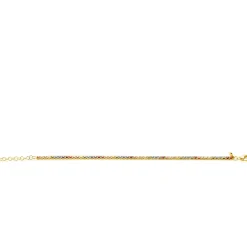 Best Zinzi gold plated zilveren tennis armband 3mm breed en bezet met regenboog kleurstenen in vierkante kastzettingen 17-20cm ZIA2666