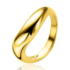 Hot Zinzi gold plated zilveren ring organisch gevormd 6mm breed ZIR2609G