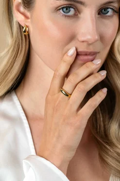 Hot Zinzi gold plated zilveren ring organisch gevormd 6mm breed ZIR2609G