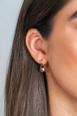 Discount Zinzi gold plated zilveren oorbedels zon met witte zirconia's 8mm ZICH2302 (zonder oorringen)