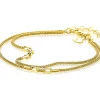 Hot Zinzi gold plated zilveren multi-look armband (5,5mm breed) met popcornschakel en paperclip-schakels ZIA2709G