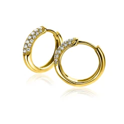 Best Zinzi gold plated zilveren oorringen 14 x 3mm witte zirconia's ZIO660G