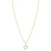 Outlet Zinzi gold plated zilveren ketting 42-45cm met open klaver hanger ZIC2743
