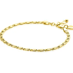 Discount Zinzi gold plated zilveren scroll schakel armband (3mm breed) waarbij de schakels een dubbele krul/kronkeling maken 17-20cm ZIA2712G