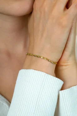 Discount Zinzi gold plated zilveren scroll schakel armband (3mm breed) waarbij de schakels een dubbele krul/kronkeling maken 17-20cm ZIA2712G