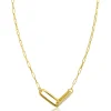 Clearance Zinzi gold plated zilveren schakel ketting 45cm met 2 grote ovale schakels, bezet met witte zirconia ZIC2371Y