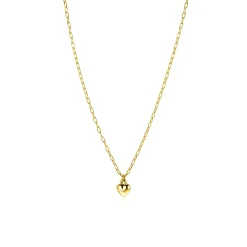 Online Zinzi gold plated zilveren paperclip schakelketting met bol hart hanger 9mm, 42-45cm ZIC2661