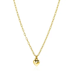 Online Zinzi gold plated zilveren paperclip schakelketting met bol hart hanger 9mm, 42-45cm ZIC2661