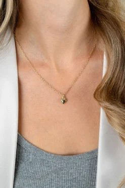 Online Zinzi gold plated zilveren paperclip schakelketting met bol hart hanger 9mm, 42-45cm ZIC2661